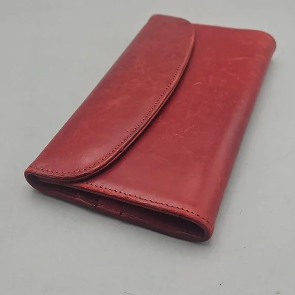 Vintage Coach Wallet Distressed Red Leather Checkbook Holder - Picture 2 of 16